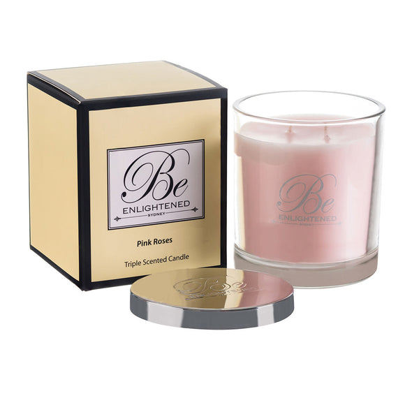 Pink Roses Triple Scented Candles